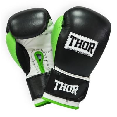 Боксерские перчатки Thor Typhoon 10oz Black/Green/White (8027/01(Leather) B/GR/W 10 oz.)