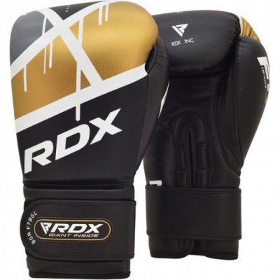 Боксерські рукавички RDX Rex Leather Black 14 унцій чорно-золоті 3073_40291