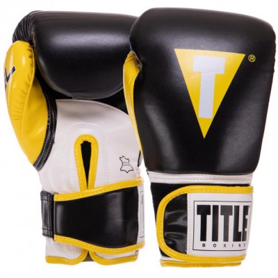 Рукавички для боксу та єдиноборств на липучці Title Boxing 3780 Black-Yellow 14 унцій