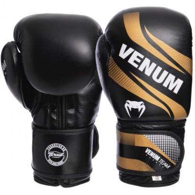 Рукавички для боксу та єдиноборств шкіряні Venum COMMANDO Champ Pro 2040 Black-Gold-White 10 унцій