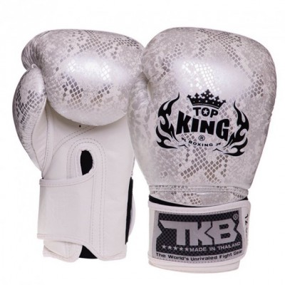 Рукавички боксерські шкіряні Super Snake TKBGSS-02 Top King Boxing 12oz Біло-срібний (37551023)