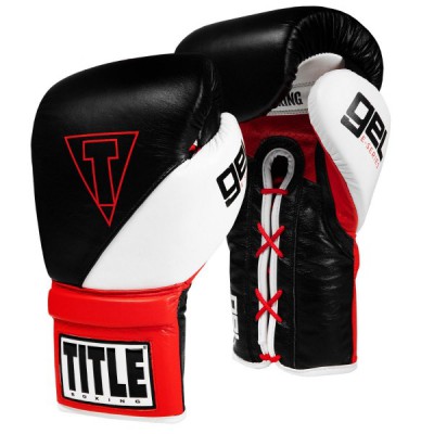 Боксерські рукавички TITLE GEL E-Series Lace Training Gloves (18oz) Чорні з білим і червоним