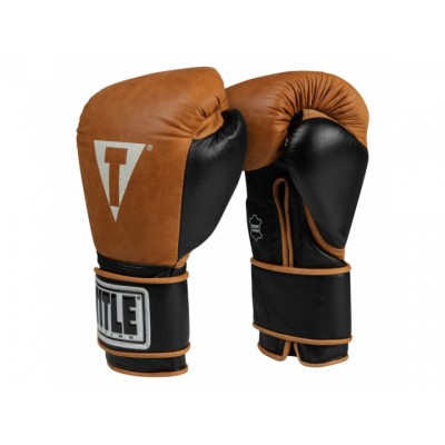 Рукавиці тренувальні TITLE Vintage Leather Training Gloves 14 унцій чорний/коричневий (4466)