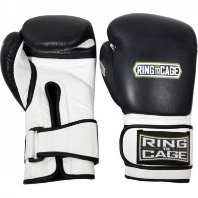 Боксерські рукавички RING TO CAGE Elite MiM-Foam Training Gloves чорний/білий 16 Oz