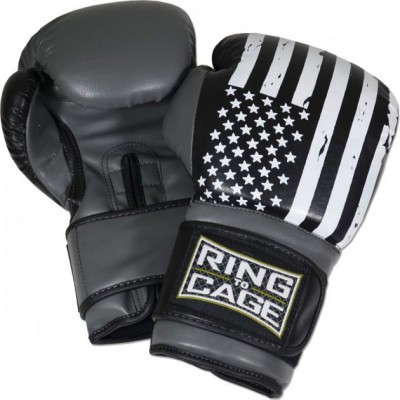 Тренувальні боксерські рукавички RING TO CAGE Gym Training Gloves - USA Сірий 16 Oz