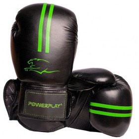 Боксерські рукавички 3016 Power Play 14oz Чорно-зелений (37228046)