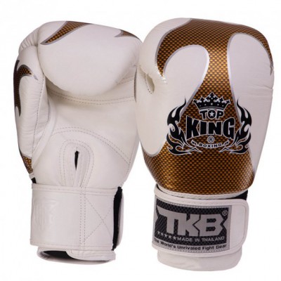 Рукавички боксерські шкіряні Empower TKBGEM-01 Top King Boxing 8oz Біло-золотий (37551038)