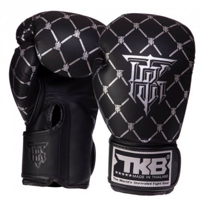 Рукавички боксерські шкіряні Chain TKBGCH Top King Boxing 8oz Чорно-срібний (37551044)