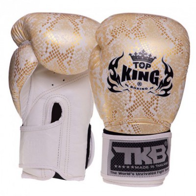 Рукавички боксерські шкіряні Super Snake TKBGSS-02 Top King Boxing 8oz Біло-золотий (37551023)