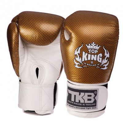 Рукавички боксерські шкіряні Super Snake TKBGEM-02 Top King Boxing 14oz Біло-золотий (37551040)