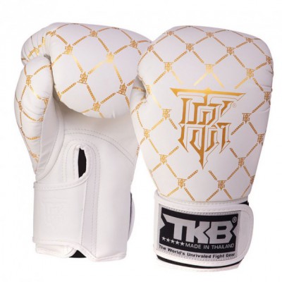 Рукавички боксерські шкіряні Chain TKBGCH Top King Boxing 10oz Біло-золотий (37551044)