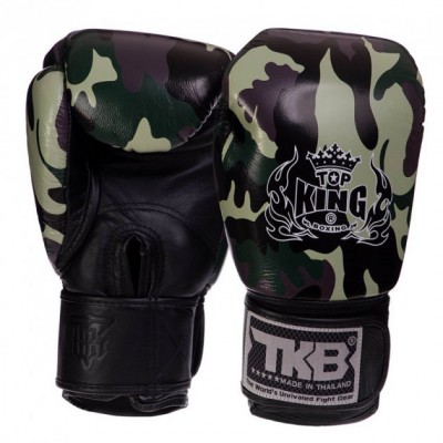 Рукавички боксерські шкіряні Empower Camouflage TKBGEM-03 Top King Boxing 12oz Камуфляж зелений (37551037)