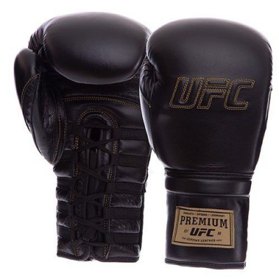 Рукавички боксерські PRO Prem Lace Up UHK-75045 UFC 14oz Чорний (37512013)