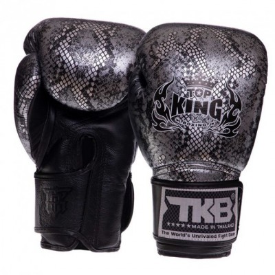 Рукавички боксерські шкіряні Super Snake TKBGSS-02 Top King Boxing 10oz Чорно-срібний (37551023)