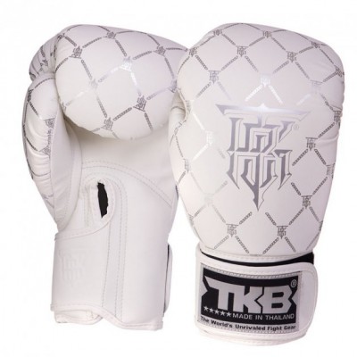 Рукавички боксерські шкіряні Chain TKBGCH Top King Boxing 14oz Біло-срібний (37551044)