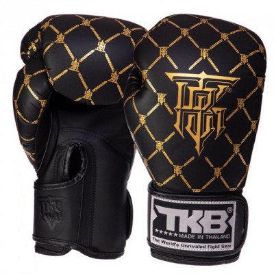 Рукавички боксерські шкіряні Chain TKBGCH Top King Boxing 8oz Чорно-золотий (37551044)