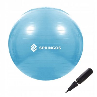 М'яч для фітнесу (фітбол) Springos 55 см Anti-Burst FB0006 Sky Blue