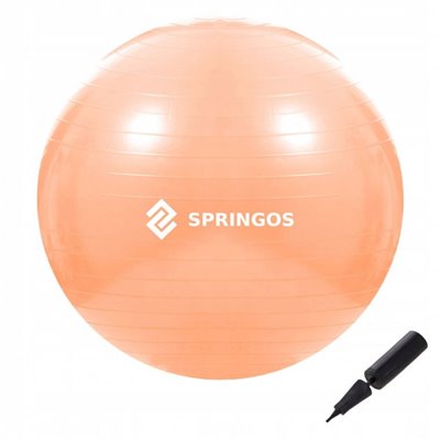 М'яч для фітнесу (фітбол) Springos 55 см Anti-Burst FB0010 Orange