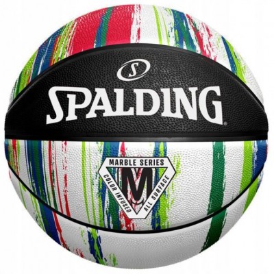 М'яч баскетбольний Spalding Marble Ball чорний, білий, червоний Уні 7 84404Z