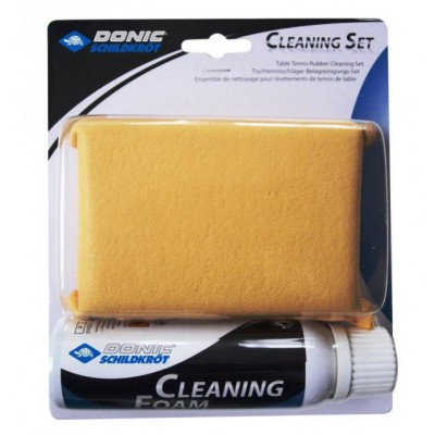 Набір для чищення ракеток Donic Cleaning set (foam cleaner 100 ml + sponge in a box)