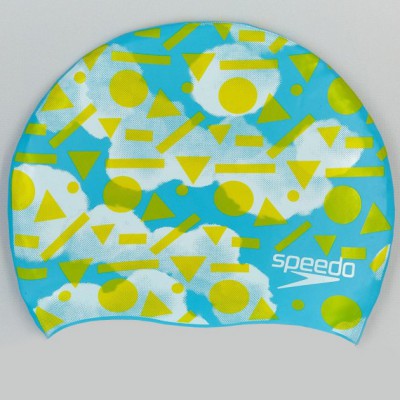 Шапочка для плавання дитяча SPEEDO JUNIOR SLOGAN PRINT блакитний-жовтий 808386B955