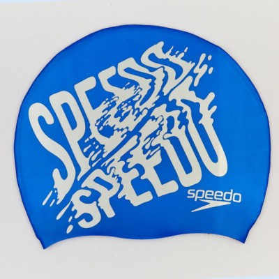 Шапочка для плавання SPEEDO SLOGAN PRINT (силікон, синій-сірий)