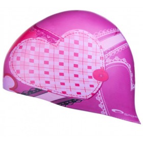 Шапочка для плавання дитяча Spokey Stylo (839244), рожева в сердечка