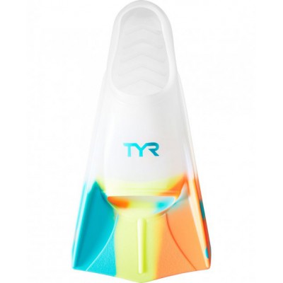 Ласти короткі TYR Stryker Silicone Fins, Orange/Teal/Yellow/Clear, S, Orange/Teal/Yellow/Clear