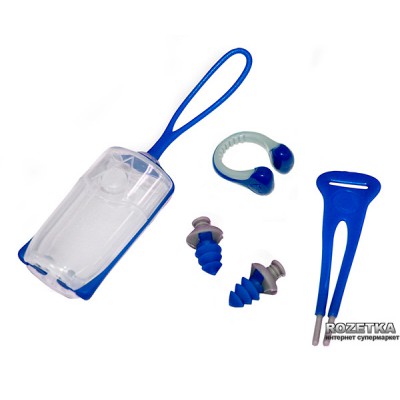 Затискач для носа Aqua Sphere Silicone Nose Clip + беруші (бервуха) Ear Plugs Blue (230750)