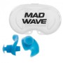 Силиконові беруші для вух для плавання 2 шт в пластиковому футлярі Mad Wave ERGO Блакитний (M071201)