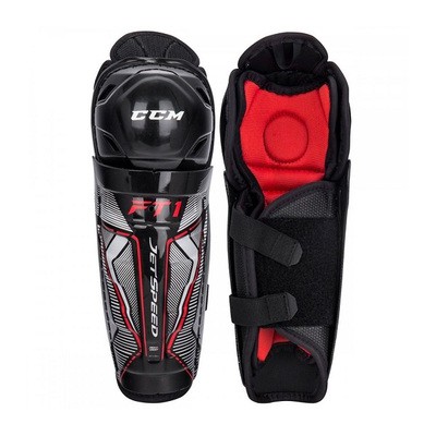 Щитки CCM JETSPEED FT1 YTH дитячі, Розмір 9', чорний/червоний, JSFT1SHIN-YTH-9