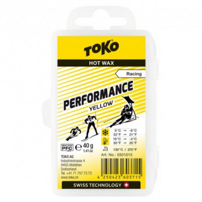 Твердий віск для лиж і сноубордів Токо, Performance yellow 40g