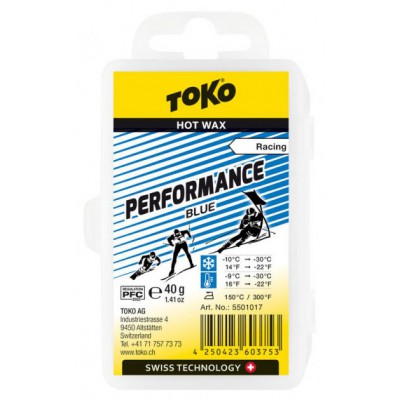 Твердий віск для лиж і сноубордів Токо, Performance blue 40g