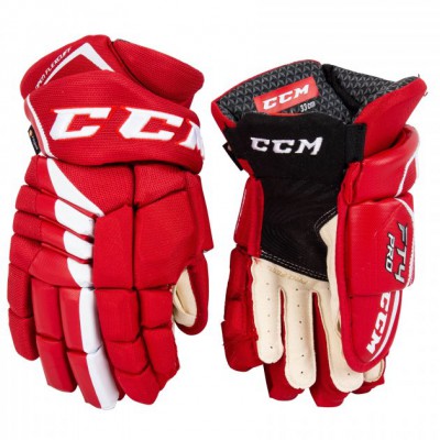 Краги CCM Jetspeed FT4 Pro SR дорослі, Розмір 14', червоний/білий, FT4PRO-SR-RW-14