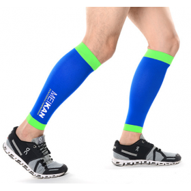 Гетри компресійні для бігу Mei Kan синій/зелений M