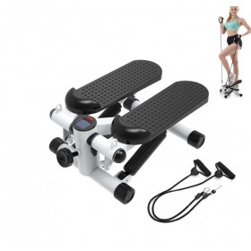 Тренажер міні степер з еспандерами та дисплеєм, Білий