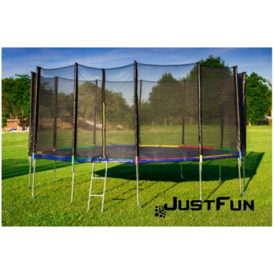 Батут JustFun Multicolor 490 см с лестницей и внешней защитной сеткой