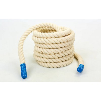 Канат для кроссфита COMBAT BATTLE ROPE UR R-6227-9 (бавовна, l-9м, d-4см, білий) \1