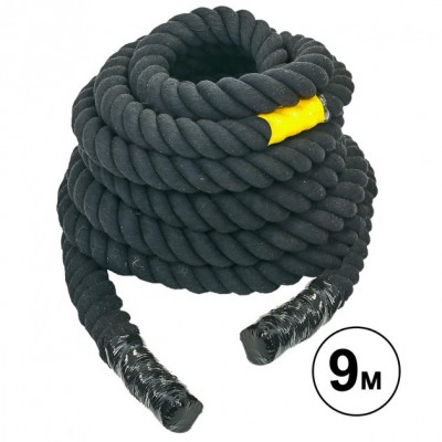 Канат спортивний тренувальний для кроссфита тренувань UR COMBAT BATTLE ROPE Бавовна Чорний (R-6228-9)