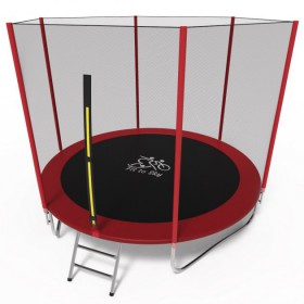Батут FitToSky 252 см з сіткою та драбинкою, червоний