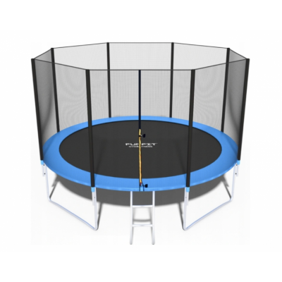 Батут FunFit 404 см із захисною сіткою та драбинкою