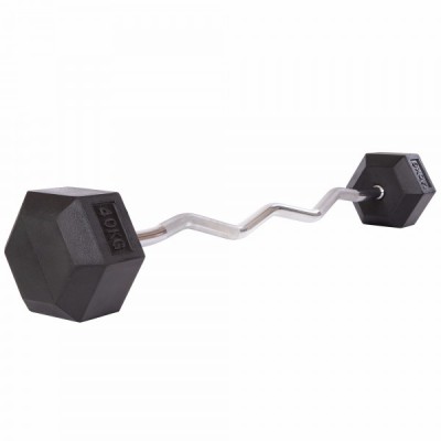 Штанга фіксована вигнута гумова Zelart Rubber Hexagon Barbell Zelart TA-6231-40 40кг (AND010501)