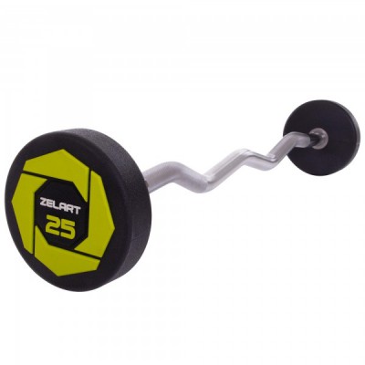 Штанга фіксована вигнута поліуретанова Zelart Urethane Barbell TA-2690-25 довжина-106см 25кг (AND010482)