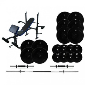 Лавка 7F + Штанга + гантелі + 100 кг дисков Neo Sport