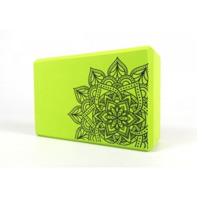 Блок для йоги EVA салатовий з малюнком