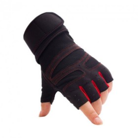 Рукавички GLOVES безпалі XL чорний червоний 03696