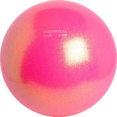 М'яч Pastorelli 16 см GLITTER HV FLUO Рожевий