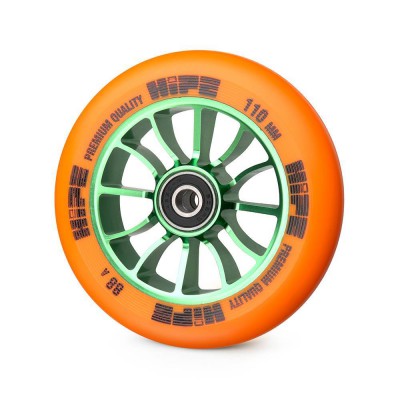 Колесо для трюкового самоката Hipe H01 110мм, green / orange