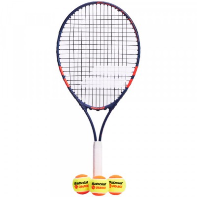 Теннисная ракетка детская 7-10 лет Babolat KIT RG/FO JR25 + 3 ORANGE BALLS 00 BLUE/RED 190011/209