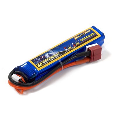 Акумулятор для страйкболу Dinogy Li-Pol 7.4 V 2S 1300mAh 25C 17х18.5х95мм T-Plug